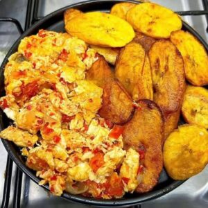 Fried plantain and eggs