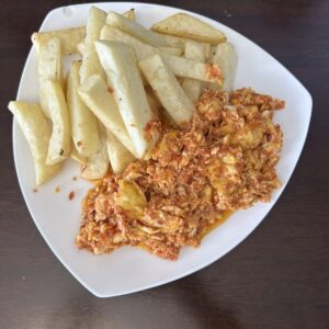 Fried yam and eggs